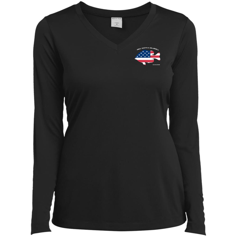 Red White & Bluegill™ :: Womens LS American Flag Performance